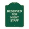 Signmission Reserved Parking for Night Staff, Green & White Aluminum Sign, 18" x 24", GW-1824-23088 A-DES-GW-1824-23088 - alternate 1